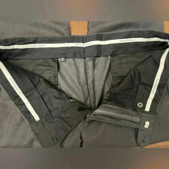 Emporio Armani Men's Gray Solid Virgin Wool Dress Pants Size 52 37 Designer NWOT - Picture 10 of 16